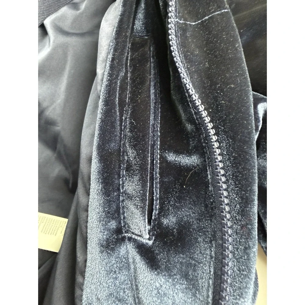Fabletics Wander Velour Cropped Puffer Jacket Navy Blue Size M